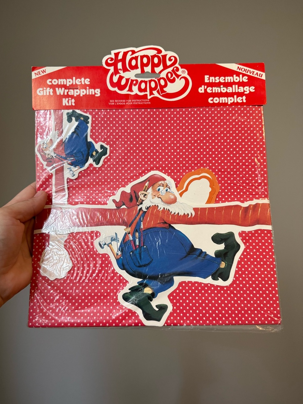 Vintage Happy Wrapper Gnome Elf Complete Gift Wrapping Kit New Oldstock NOS